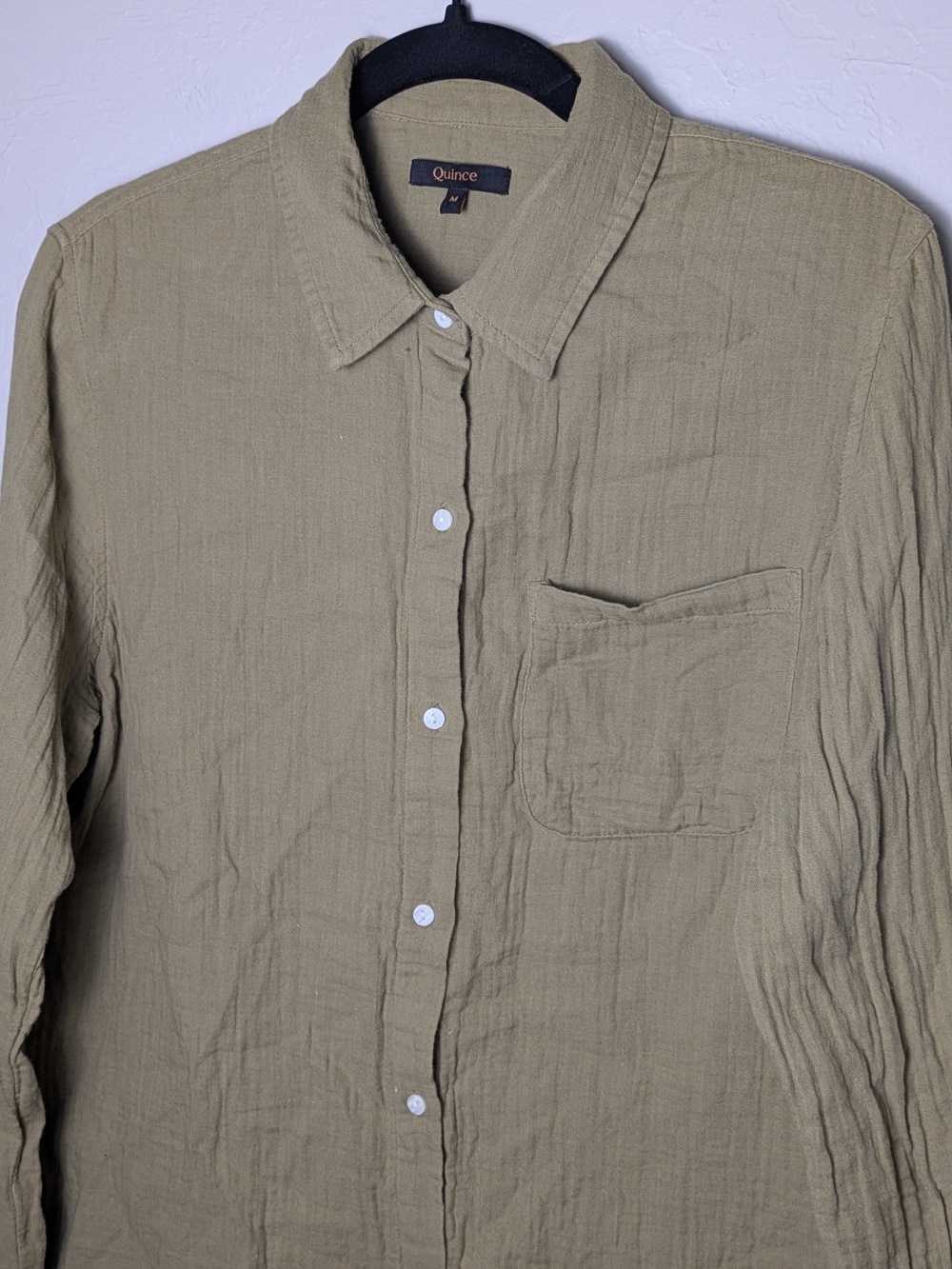 Quince Gorpcore Button-Down Shirt M Olive Relaxed Comfort Earth Layering Outdoor